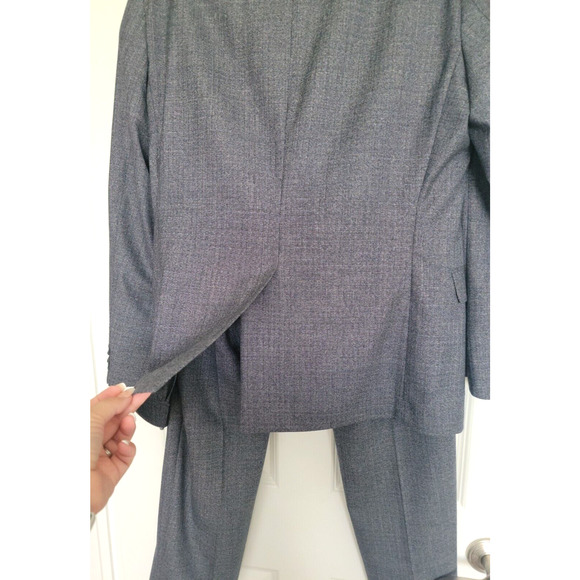 Hugo Boss Virgin Wool 40R Tailored Suit Jacket Pant 2 PC Gray Blue Set $1449 - Picture 6 of 12